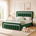 thumbnail image 2 of 4 EVER WINNER Queen Bed Frame with Headboard, Velvet Upholstered Platform Bed Frame Queen Size with Diamond Headboard & Footboard, Wooden Slats Support, No Box Spring Required, Easy Assembly, Green, 2 of 7