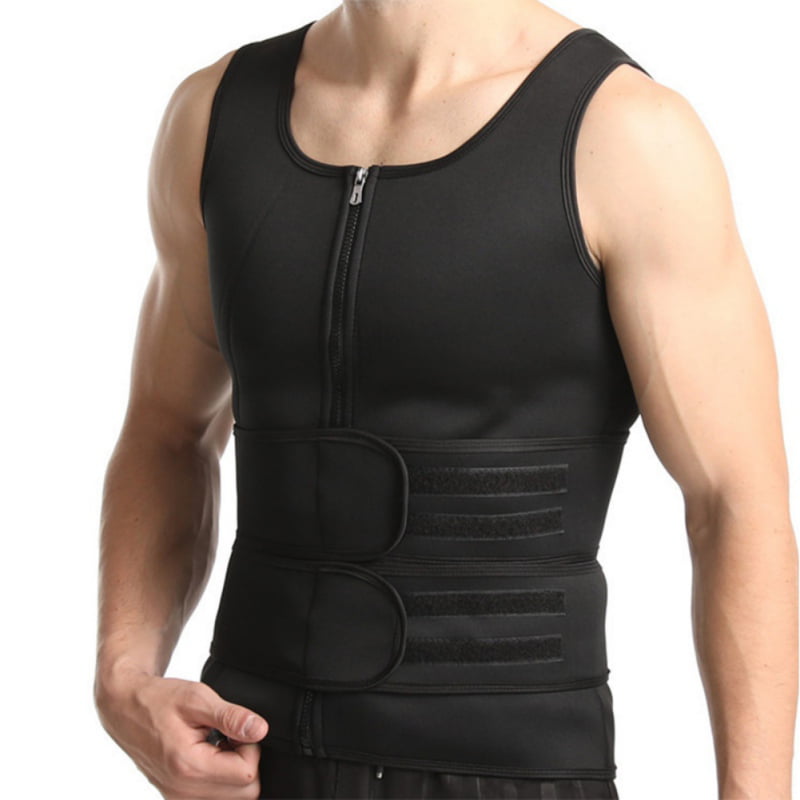 Details about   Men's Heat Trapping Zipper Sweat Enhancing Vest Slimming Workout Tank Top Shaper 