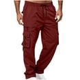 thumbnail image 2 of CHGBMOK Men's & Big Men's Cargo Pants Casual Elastic Waist Straight Leg Pants with Multi Pockets Outdoor Trousers, 2 of 8