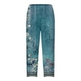 thumbnail image 4 of Fiaer,Womens Plus Size Capri Palazzo Trouser for Vacation Beach Daily,Women's Loose Fit Printed Trendy Pants,Ladies Stretch High Waist Running Hiking Joggers with Pockets Dark Green XL, 4 of 5