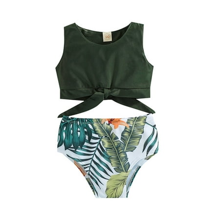 

Bebiullo Family Matching Swimsuit Two Piece Swimwear High Waisted Bathing Suits Sisters and Brothers Bikini Set Black