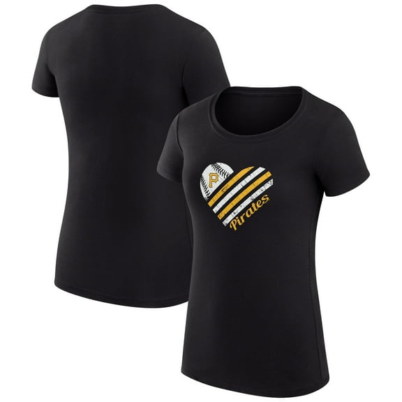 Women's G-III 4Her by Carl Banks  Black Pittsburgh Pirates Super-Slim Fit Lightweight Heart Graphic T-Shirt