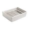 thumbnail image 1 of Bewildely Soporte de esponja para cocina, baño, fregadero, encimera, cepillo, bandeja, organizador de drenaje, para el hogar, baño, Rectangular Juegos de accesorios de baño Blanco Plata Brillo, 1 of 6