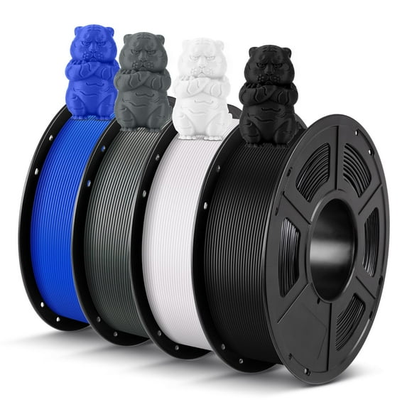 ANYCUBIC PLA 3D Printer Filament Bundle 4KG, RFID 3D Printing PLA Filament 1.75mm Dimensional Accuracy +/- 0.02mm, 4 Pack 1KG Spool(2.2 lbs) Gray, Black, White, Blue