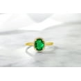 thumbnail image 5 of Gem Stone King 10K Yellow Gold Green Simulated Emerald and Diamond Engagement Ring for Women (1.00 Cttw, Oval 8X6MM), 5 of 6