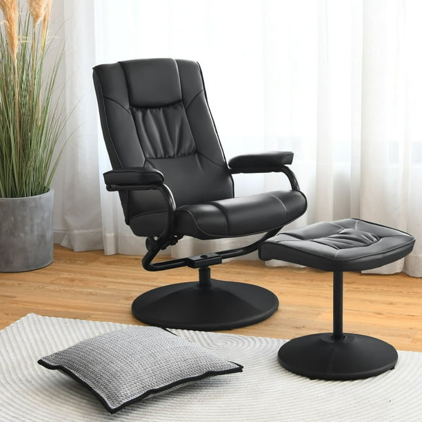 Costway 360 Swivel Recliner Chair PVC Leather Lounge Accent