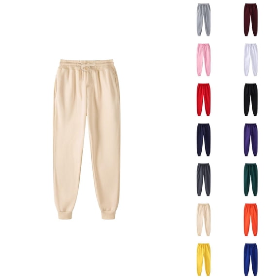 Mens Sweatpants 2026 Fall Winter Fashion Elastic Waist Drawstring Lined Joggers with Pockets Trousers