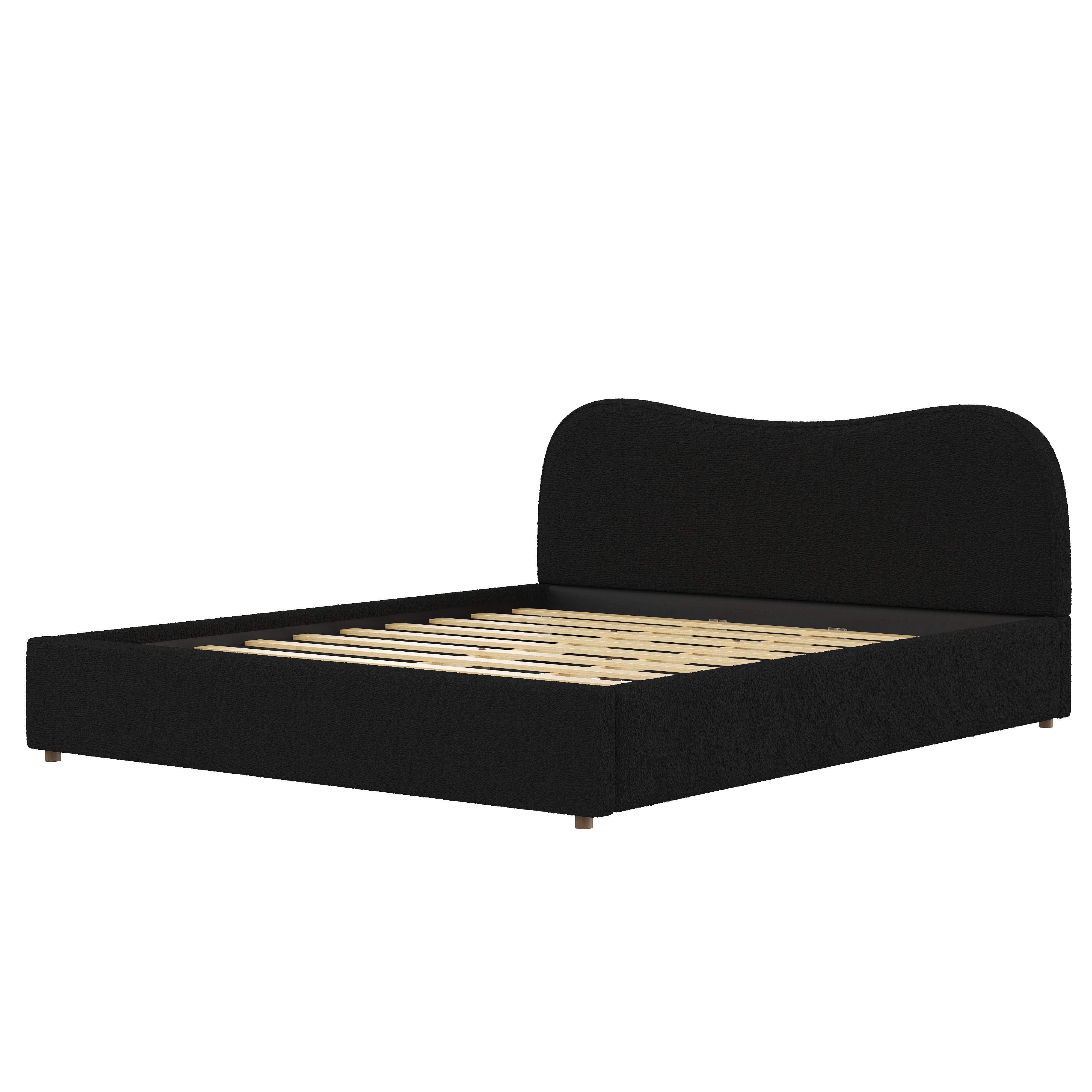 Euroco Upholstery King Size Platform Bed, Black