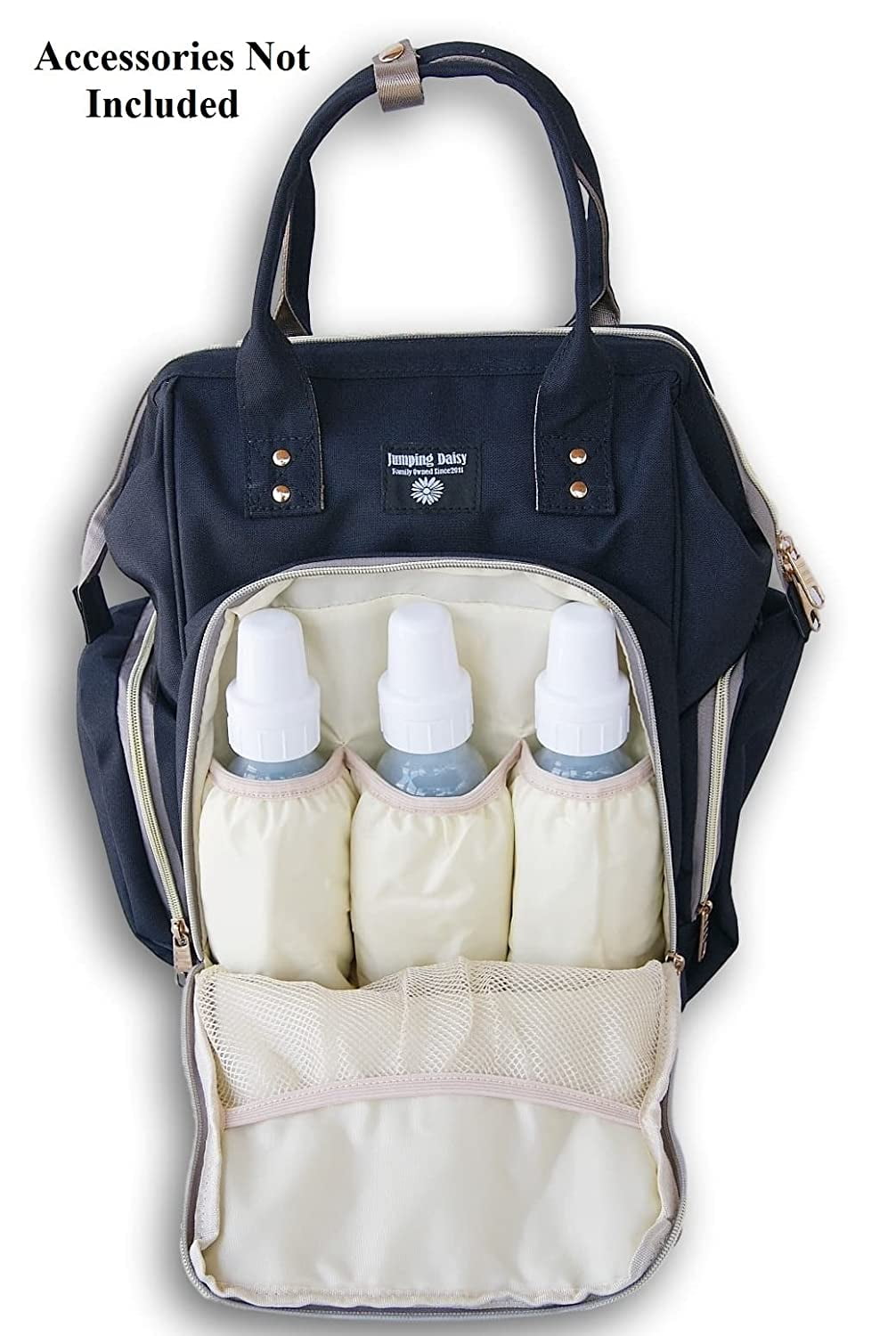 Jumping Daisy Large Backpack Baby Changing Diaper Bag (Black)