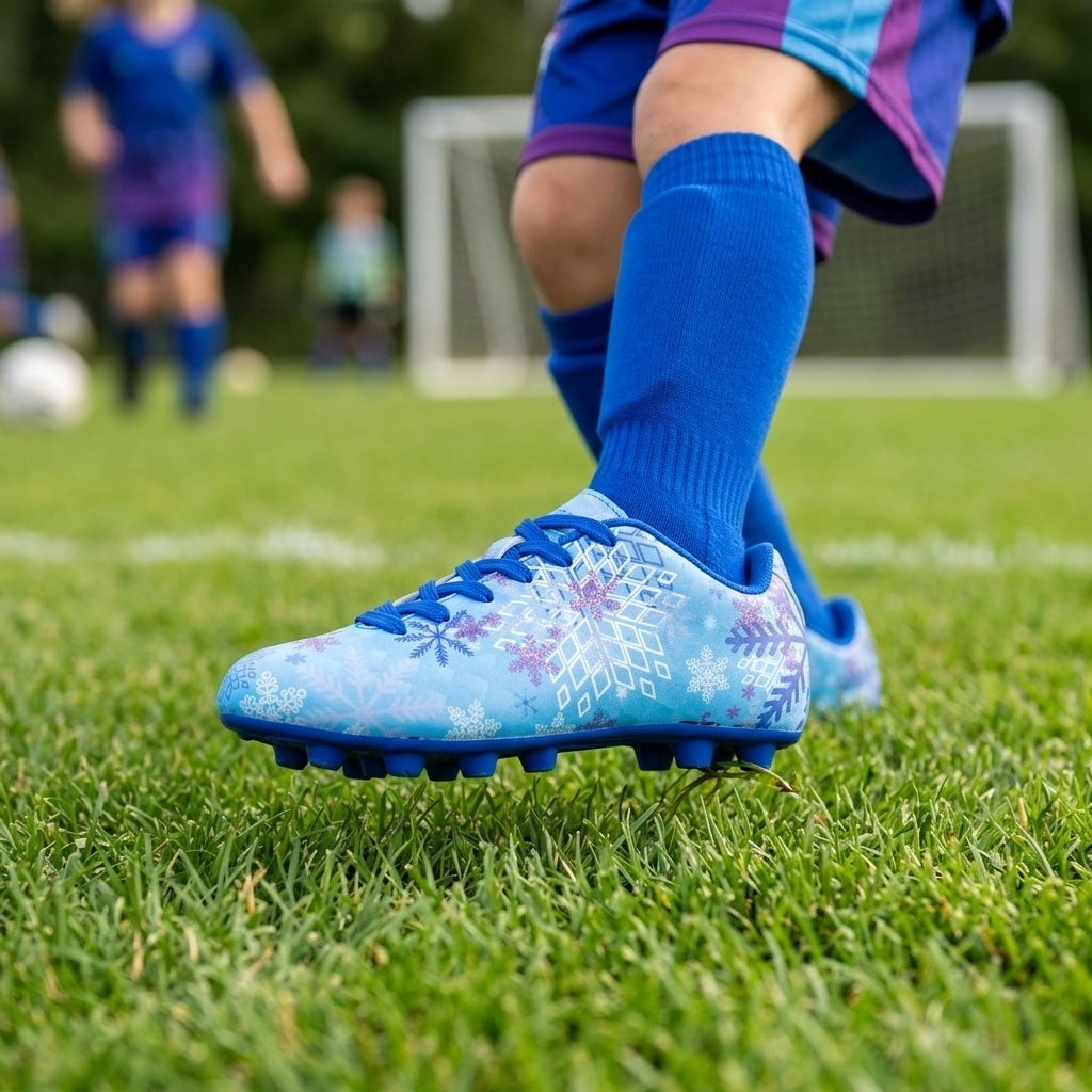 Vizari Frost Outdoor Firm Ground Soccer Cleats for Kids – Stylish and Comfortable Athletic Soccer Shoes for Boys and Girls - Blue/Purple, 10.5