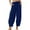 Blue-1, variant on Ohufall Capris for Women Summer Fashion Solid Color Ice Silk Capri Pants Loose Fit Drawstring Elastic Waist Cropped Pants