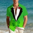 thumbnail image 5 of VBTAPA St. Patrick's Day Button Down Shirt Men Funny Irish Shamrock Print Short Sleeve Shirts Tropical Beach Dress Shirt Green L, 5 of 9