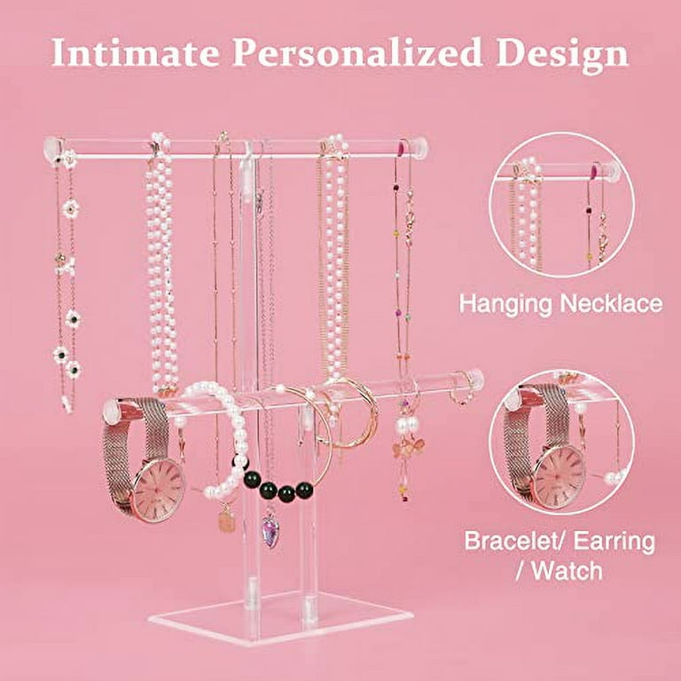 Stori Necklace Holder with Jewelry Tray Clear