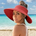 thumbnail image 2 of HNMKIU Korean Style Women's Sun Hat Wide Brim Foldable Summer Beach Sunshade Accessory Red,One Size, 2 of 4
