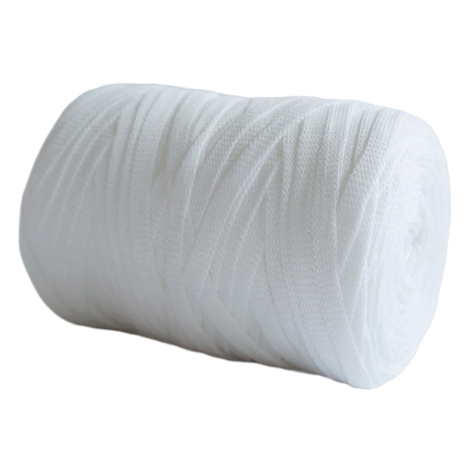 Knitting Yarn Spaghetti Yarn Blanket Cushion, Crocheting Chunky Yarn, Fabric Cloth Yarn for Rugs Bags, Cushion Throw Blanket White