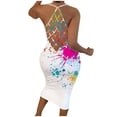 thumbnail image 2 of SMihono Été Boho Maxi Robe pour les Femmes Grande Taille Femmes Mode Impression Couleur Licol Creux sur Col Rond Robe Sexy Longue Robe Plage Swing Sundress, 2 of 7