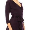 thumbnail image 5 of Women's Plus Size Wrap Dress 3/4 Sleeve V Neck Waist Tie, 5 of 6