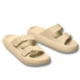 thumbnail image 3 of BERANMEY Double Buckle Adjustable Slides Sandals for Women and Men Casual Pillow Slippers for Women EVA Flat Slides Sandals, 3 of 6