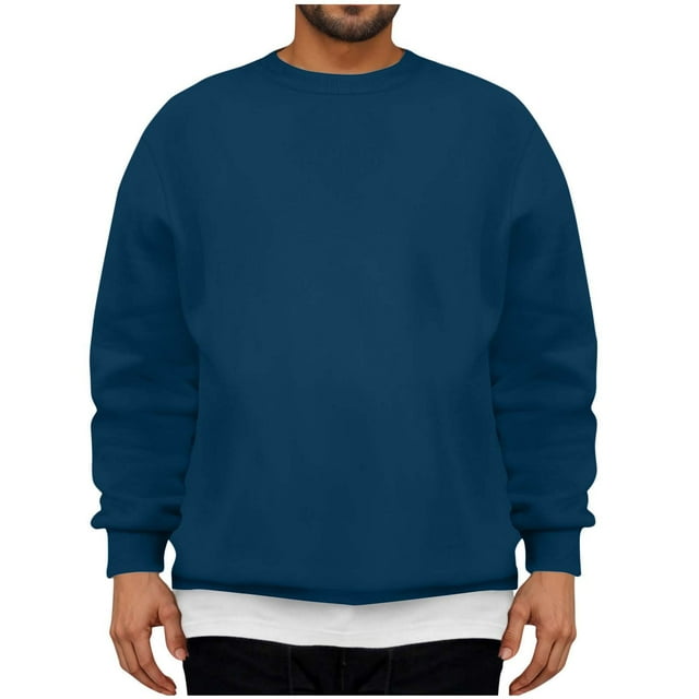 Jalioing Chandail à Manches Longues pour Homme, Couleur Unie, Col Ras du Cou, Chandails de Base, Classique Décontracté, Automne Hiver, Chandail à Enfiler