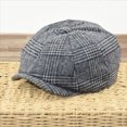 thumbnail image 2 of HNMKIU Newsboy Hats for Men Plaid Cabbie Flat Cap Classic Artist Beret Unisex Mens Hats Z02_Grey,M, 2 of 5