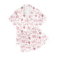 thumbnail image 4 of Tnhcen Women's Cute Strawberry Bow Print Pajamas Set 2 Pieces Button Down Shirt Shorts Set Y2k Loungewear Set S-2XL, 4 of 6