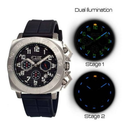 - Equipe Tritium Push Mens Watch, Black-Silver-Black