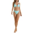 thumbnail image 2 of Conjunto de bikini de halter de textura acanalada para mujeres INSPIRE CHIC de 2 piezas, con parte inferior triangular de anillo en forma de corazón, trajes de baño, talla X-Large, azul claro, 2 of 5