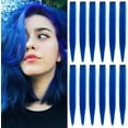 thumbnail image 1 of LAICAIW Rallonges de Cheveux Colorées de 22 Pouces, Postiche Lisse, Mèches de Fête Multicolores à Clipser, Rallonges de Cheveux Synthétiques (12 Pcs Bleu), 1 of 6
