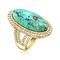 thumbnail image 3 of Ross-Simons Mosaic Kingman Turquoise and 1.30 ct. t.w. White Topaz Ring in 18kt Gold Over Sterling, Women's, Adult, 3 of 7