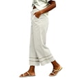 thumbnail image 5 of Tqcoqu Women's Wide Leg Cropped Pants,Eyelet Embroidered Hem Drawstring Elastic Waist Trendy Loose Pants,White Women's S-XXL, 5 of 6