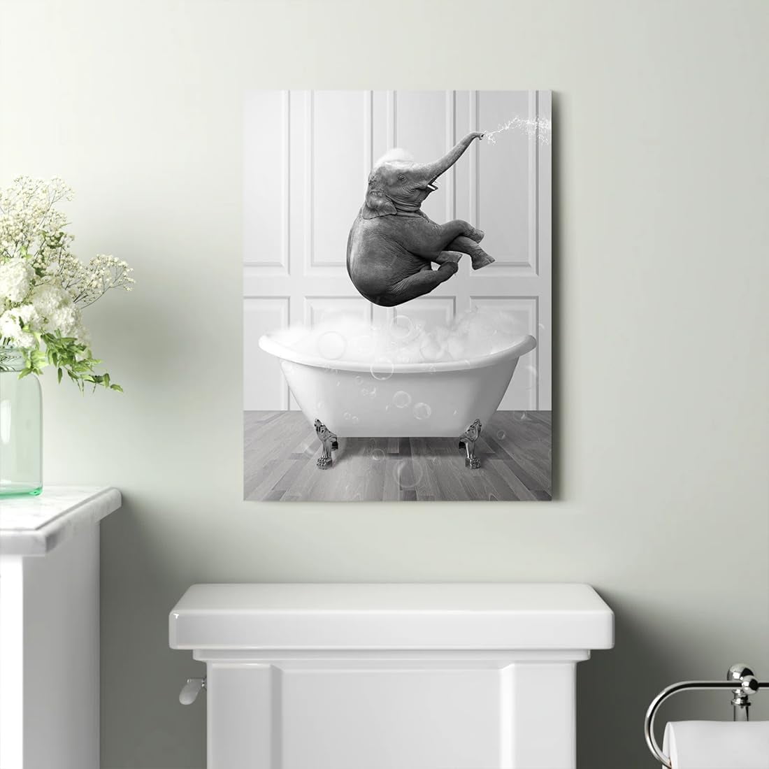 AXXPosters Funny Bathroom Decor Black And White Animals Wall Art Cute ...