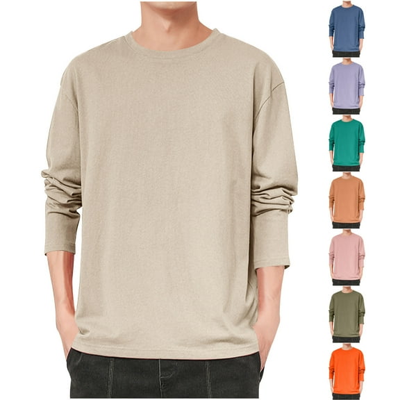 Miluxas Men's Round Neck Sport Shirts Casual Loose Long Sleeve Pullover Fall Comfy Trendy Washed Athletic Sweatshirts Purple