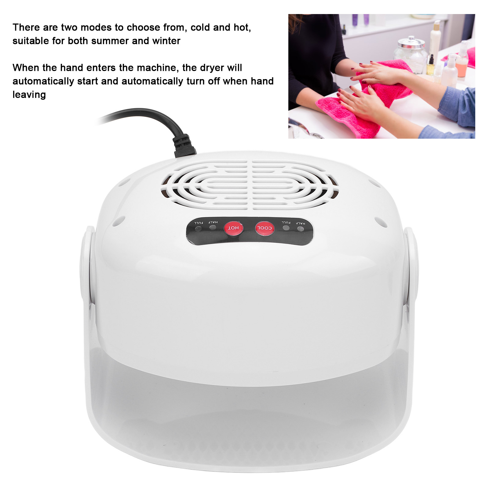 Nail Dryer with Warm and Cool Air, Auto On/Off Drying Fan for Home Salon