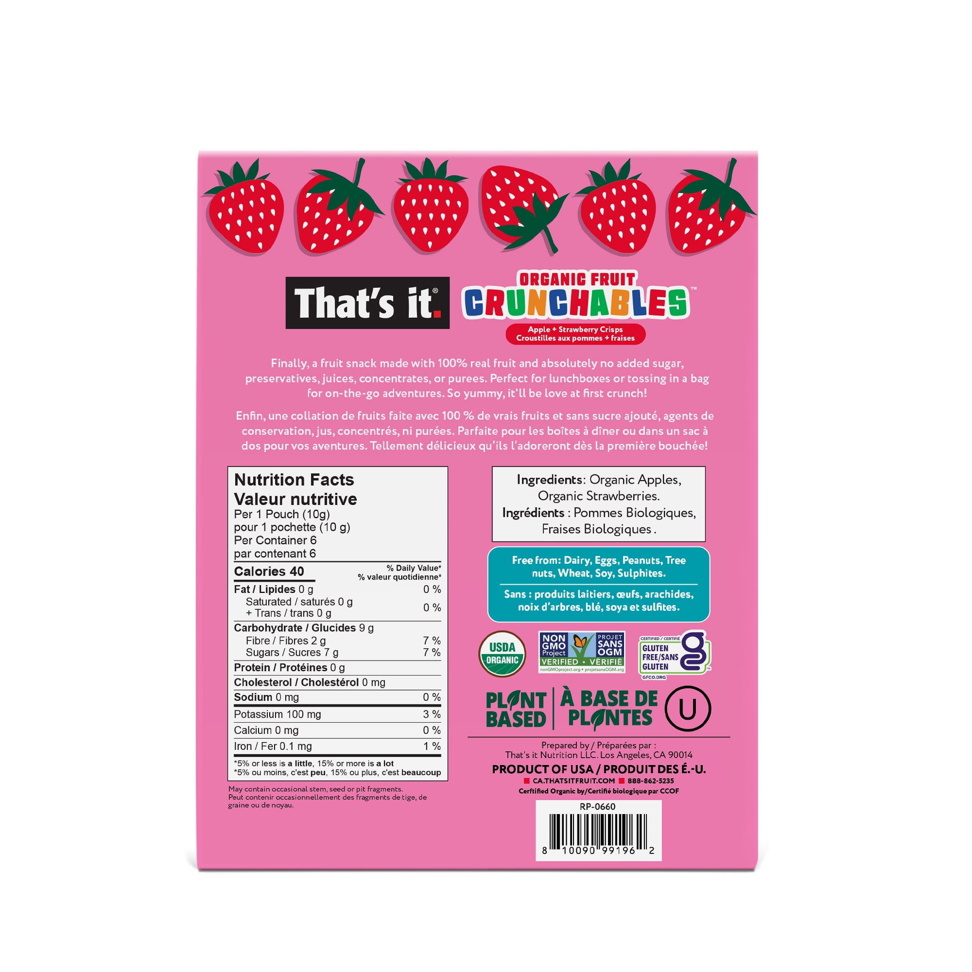That's it. Organic Apple Strawberry Crunchables 6ct 10g