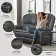 thumbnail image 3 of LOBERFVE Recliner, Manual Reclining Chair with Removable Armrest, Dutch Velvet Recliner Loveseat for Adults with 2 Tier Cushions, USB Ports, Cup Holders, Gray, 3 of 8
