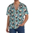 thumbnail image 3 of Honeii 's PUG HEAD And Flower for men's short-sleeved button-up collared shirt featuring a pocket, perfect for beach vacations, and travel adventures., 3 of 5