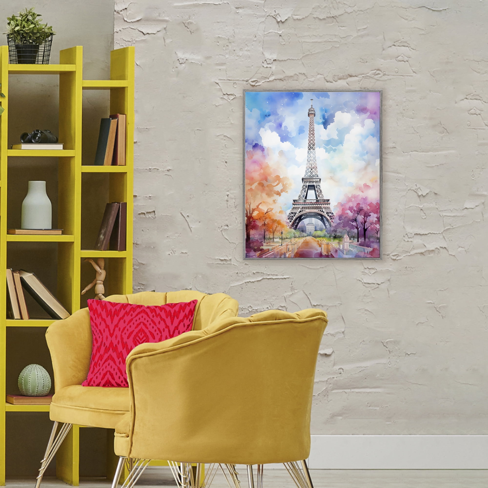Stupell Industries Pastel Paris Springtime Tower Gray Framed Giclee Art, design by Creative Studio