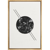 wall26 Framed Canvas Print Wall Art Asphalt Texture Dark Sphere with Line Art Abstract Shapes Illustrations Minimalism Mid-Century Modern for Living Room, Bedroom, Office - 16"x24" Natural