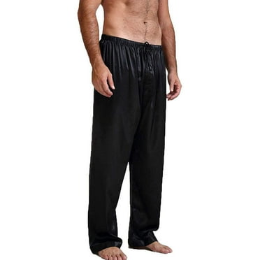 Mens Silk Satin Sleep Bottoms Pajamas Pants Sleep Long Loose Homewear ...