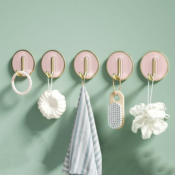 Xihbxyly Ganchos Adhesivos de Pared Resistentes a Los Daños, Elegantes Ganchos para Colgar Joyas, Capacidad de 15 Kg, Organizador de Toallas y Ropa, Ideal para Espacios Reducidos (Juego de 5 Unidades
