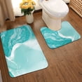 thumbnail image 2 of Yiaed Teal Turquoise 1 Print Bathroom Mat Set 2 Pieces Mat Anti-Skid Pad Ultra Soft and Absorbent Bathroom Bath Mat Contour Bath Rugs for Toilet Base, 2 of 6