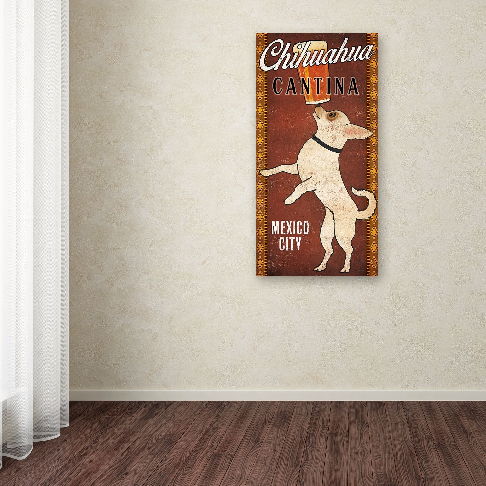 Trademark Fine Art 'White Chihuahua on Red' Canvas Art by Ryan Fowler