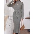 thumbnail image 5 of SOMER Dresses for Women Slimming Dresses Sweater Dress Long Sleeve Knit High Neck Tie Waist Bodycon Midi 2025 Fall Winter, 5 of 7