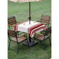 thumbnail image 4 of Outdoor Tablecloth with Umbrella Hole for Patio/Picnic/Party/Camping, Red Striped Waterproof Table Cloth Square Cover Washable, Farmhouse Simple Line Vertical Stripes (54"x 54"), 4 of 9