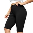 thumbnail image 2 of Bloomae Plus Size High Waisted Biker Shorts for Women-Basic Solid Color Tummy Control Fitness Athletic Workout Running Yoga Gym Shorts, 2 of 10
