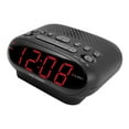 NELSONIC Digital AM/FM Alarm Clock Radio, Black with Red LED Display