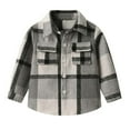 thumbnail image 3 of ZCFZJW Baby Boys Flannel Shirt Toddler Long Sleeve Button Down Buffalo Plaid Shirt Little Boys Kids Fall Winter Casual Shacket Jackets with Pockets B-Gray 12-18 Months, 3 of 8