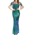 thumbnail image 1 of Gibobby Vestido de fiesta para mujer elegante Mujeres lujo lentejuelas borlas recto delgado dama de honor batas formales elegantes vestidos de fiesta(Verde,CH), 1 of 5