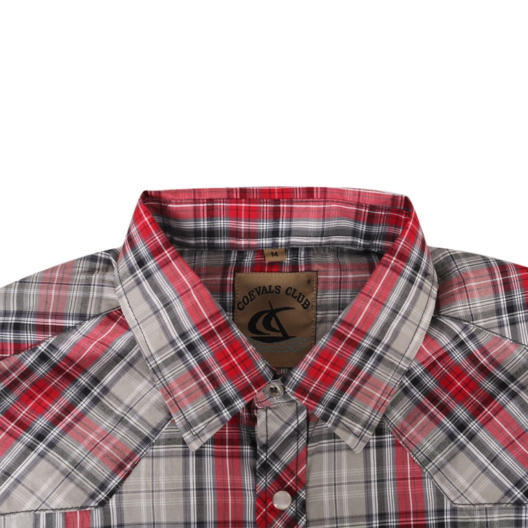 Coevals Club Men's Western Plaid Pearl Snap Shirt - Long Sleeve Work Shirt With Two Pockets
