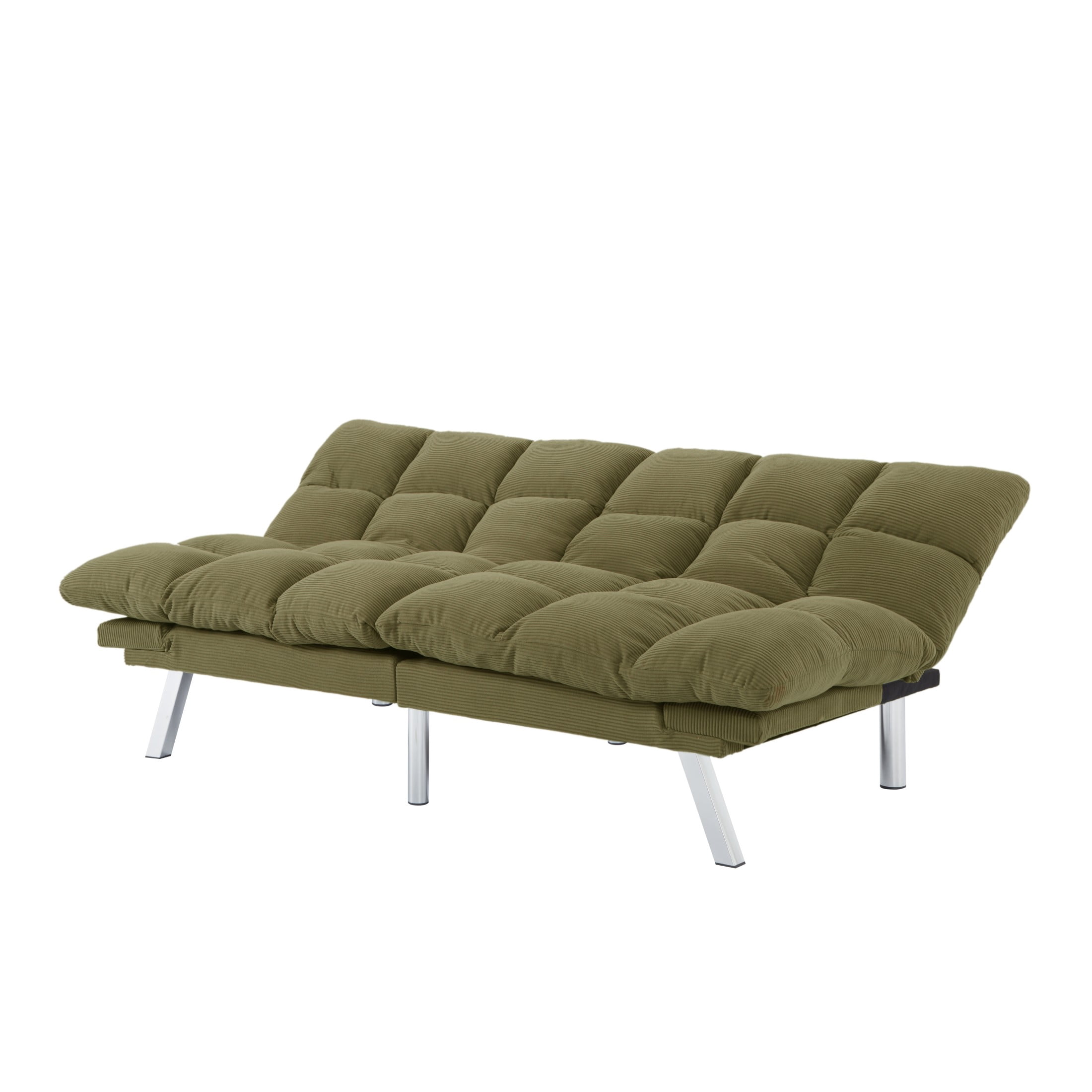 Gewnee 67.3” Corduroy Futon Sofa Bed, Convertible Twin Sleeper with 3-Position Adjustable Backrest for Living Room, Office, or Guest Room (Green)